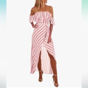 NWOT. Blooming Jelly off the shoulder belted high low ruffle dress. Size S.